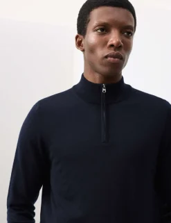 Pure Extra Fine Merino Wool Half Zip Jumper
