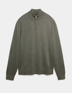 Pure Extra Fine Merino Wool Half Zip Jumper