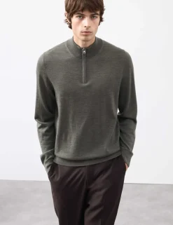 Pure Extra Fine Merino Wool Half Zip Jumper