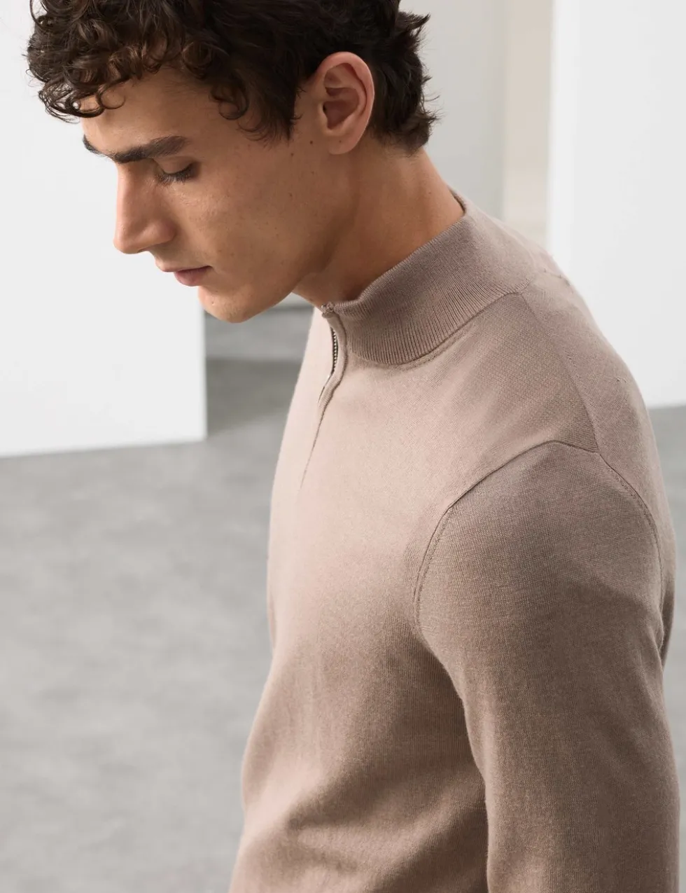 Pure Extra Fine Merino Wool Half Zip Jumper