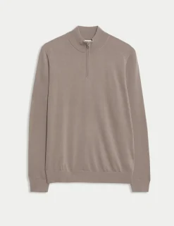 Pure Extra Fine Merino Wool Half Zip Jumper