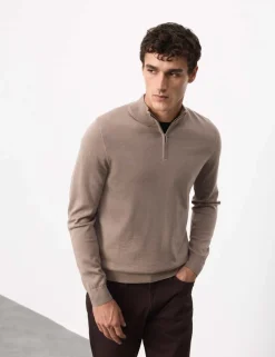 Pure Extra Fine Merino Wool Half Zip Jumper