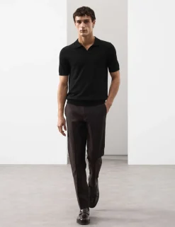 Pure Extra Fine Merino Wool Knitted Polo Shirt