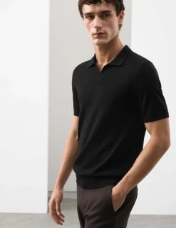 Pure Extra Fine Merino Wool Knitted Polo Shirt