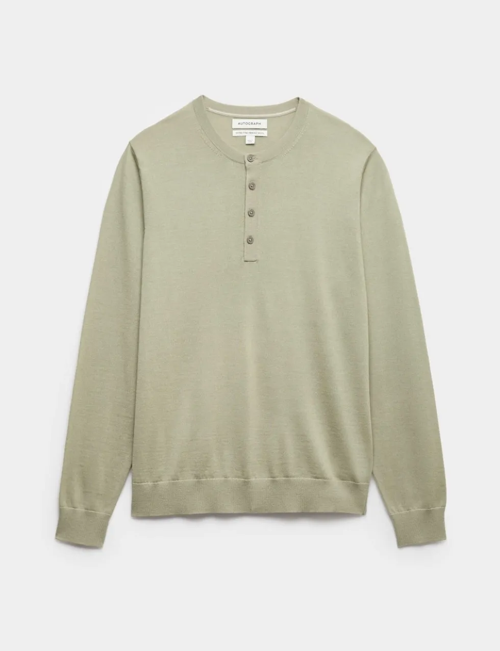 Pure Extra Fine Merino Wool Henley Jumper