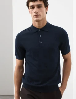 Pure Extra Fine Merino Wool Knitted Polo Shirt
