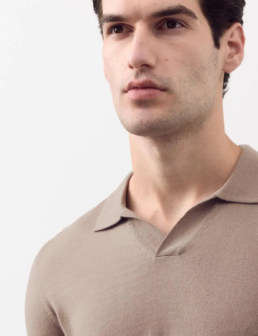 Pure Extra Fine Merino Wool Knitted Polo Shirt