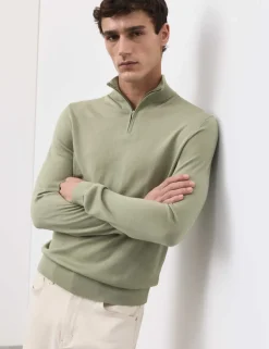 Pure Extra Fine Merino Wool Half Zip Jumper