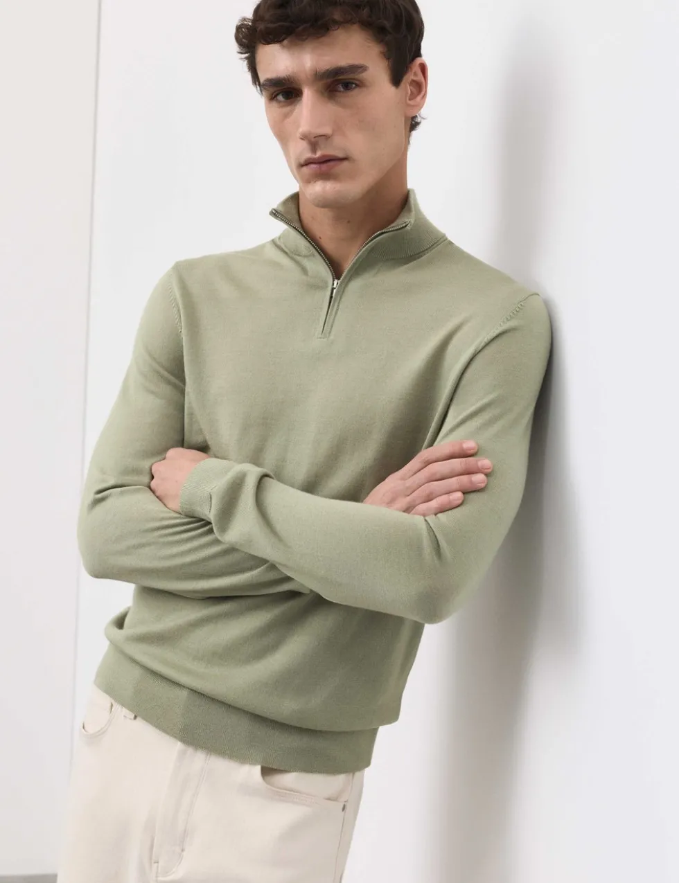 Pure Extra Fine Merino Wool Half Zip Jumper