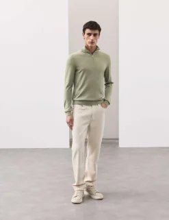 Pure Extra Fine Merino Wool Half Zip Jumper
