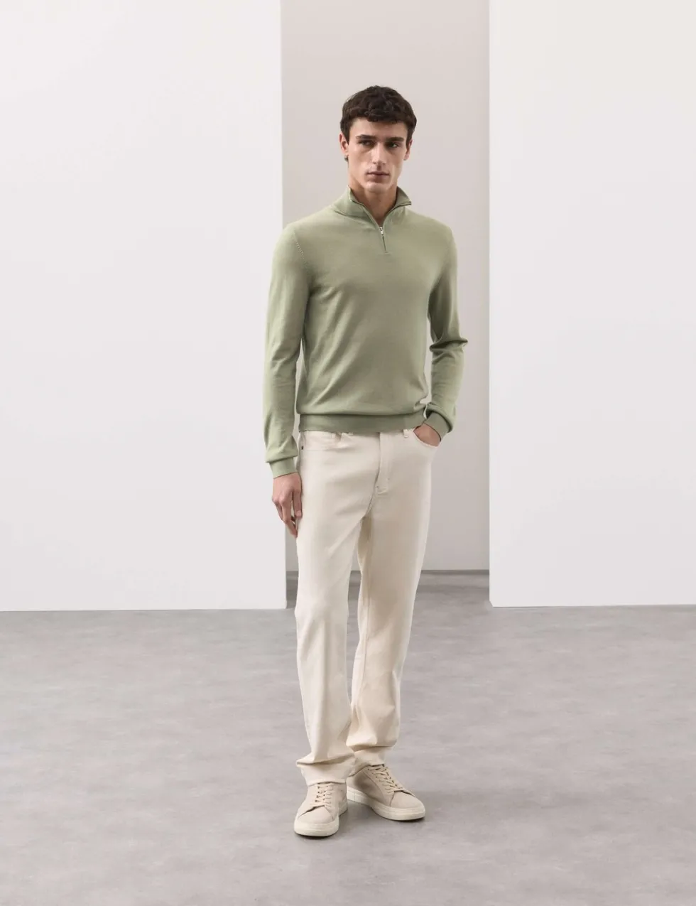 Pure Extra Fine Merino Wool Half Zip Jumper