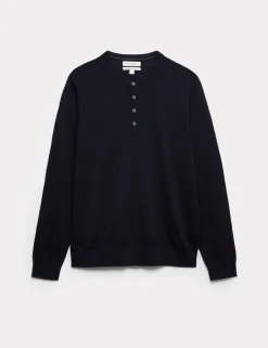 Pure Extra Fine Merino Wool Henley Jumper