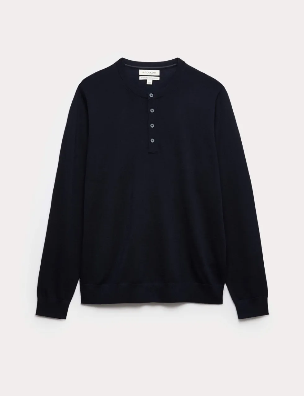 Pure Extra Fine Merino Wool Henley Jumper
