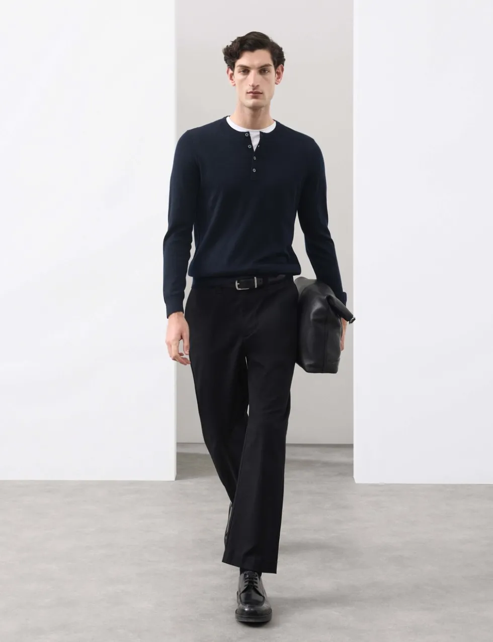 Pure Extra Fine Merino Wool Henley Jumper