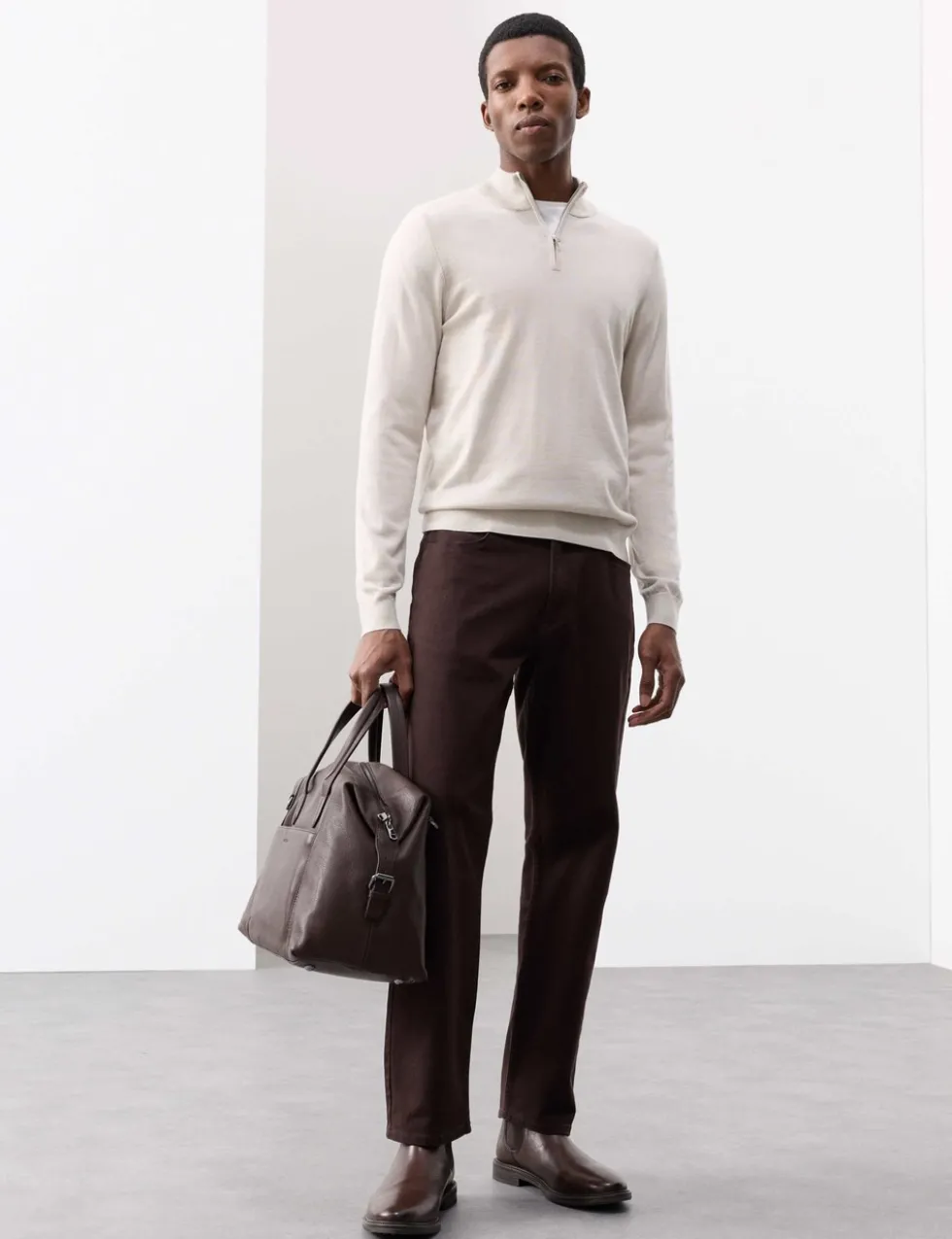 Pure Extra Fine Merino Wool Half Zip Jumper
