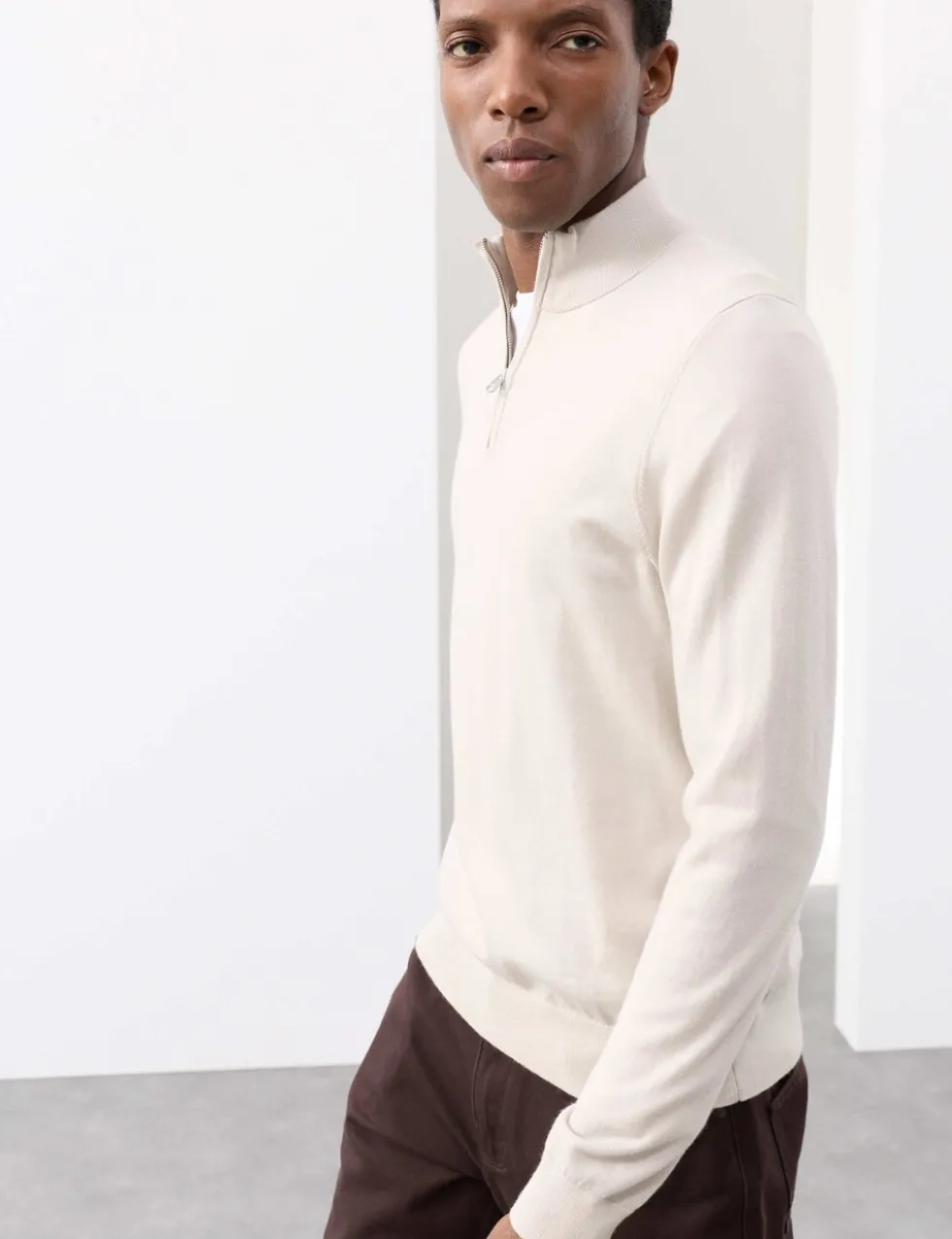 Pure Extra Fine Merino Wool Half Zip Jumper