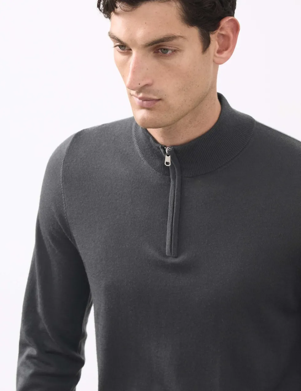 Pure Extra Fine Merino Wool Half Zip Jumper