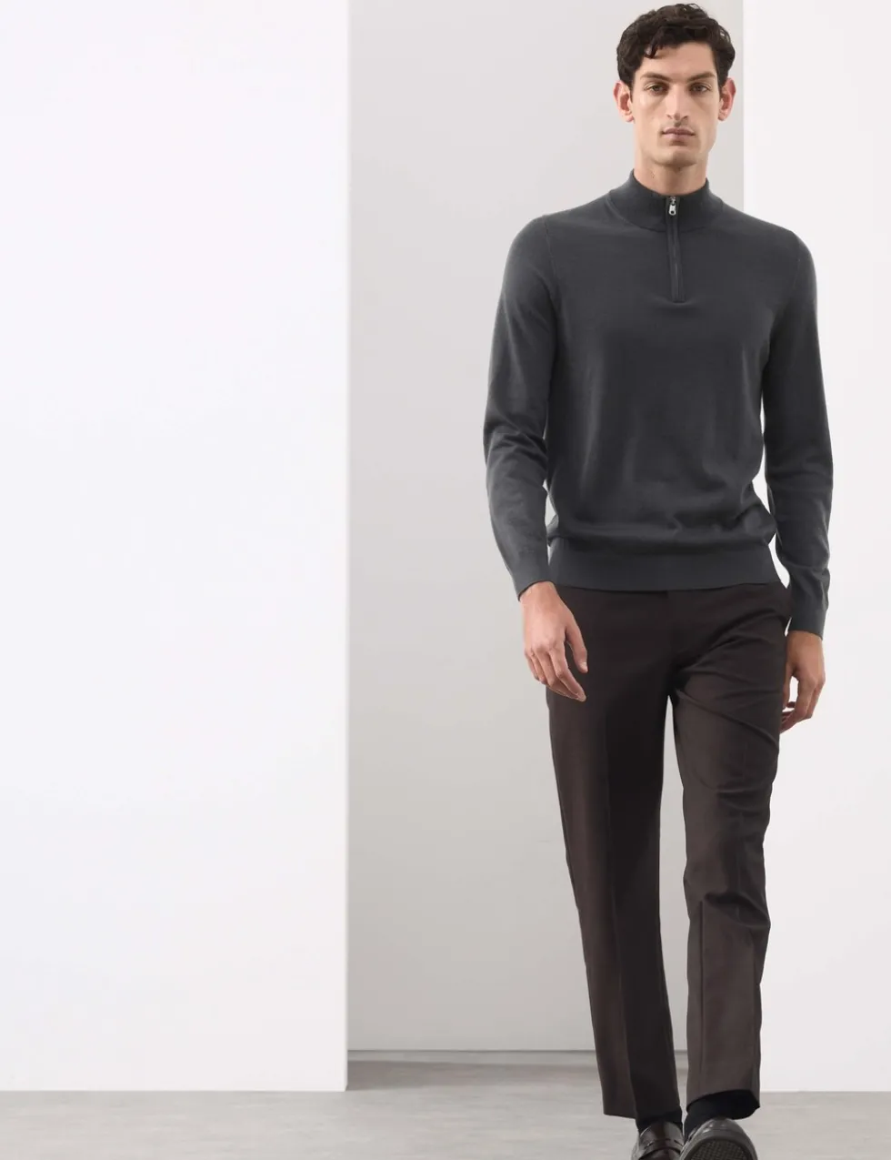 Pure Extra Fine Merino Wool Half Zip Jumper