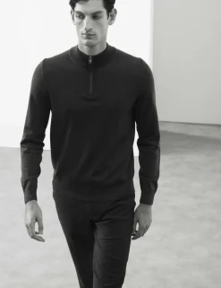 Pure Extra Fine Merino Wool Half Zip Jumper
