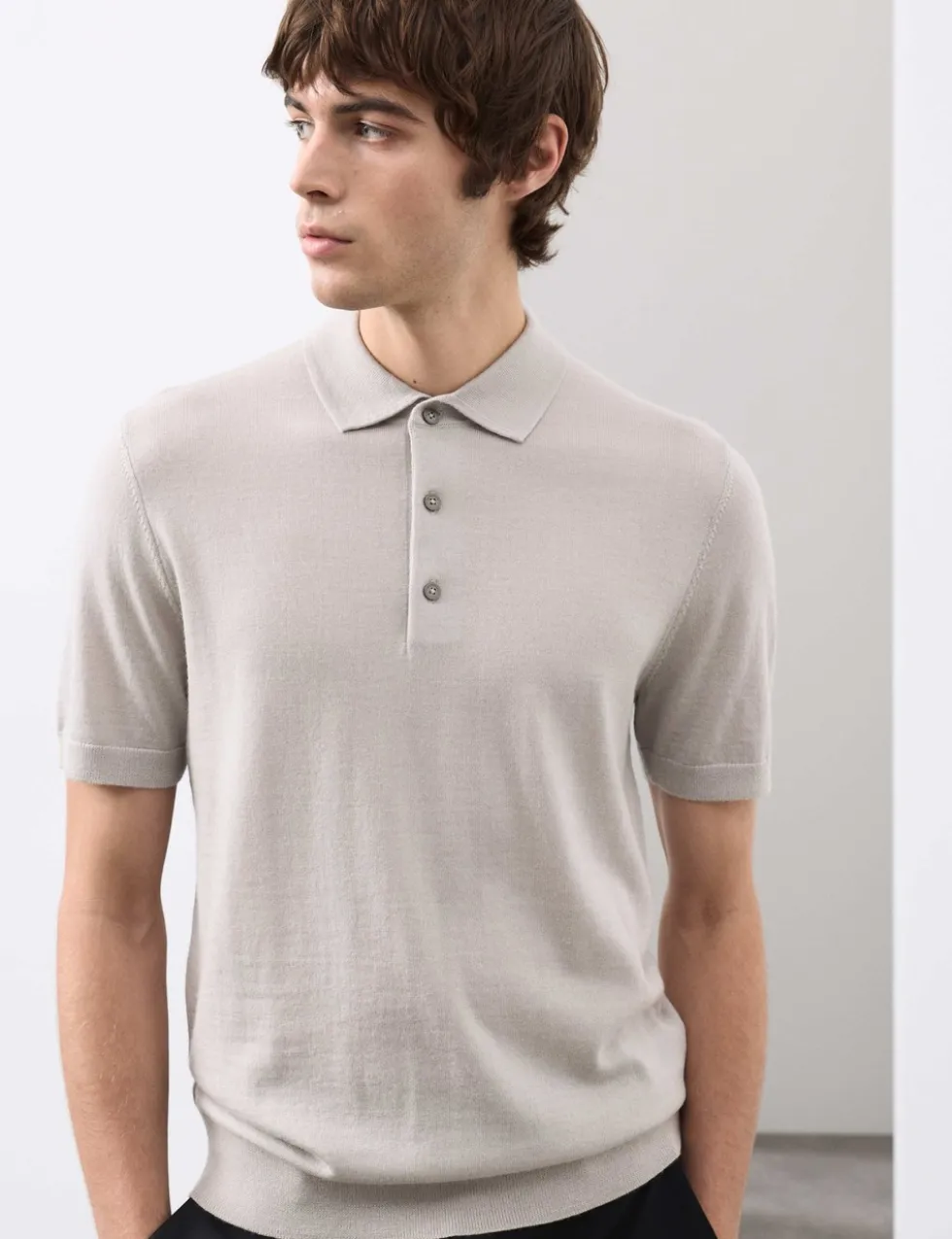 Pure Extra Fine Merino Wool Knitted Polo Shirt