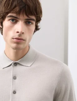 Pure Extra Fine Merino Wool Knitted Polo Shirt