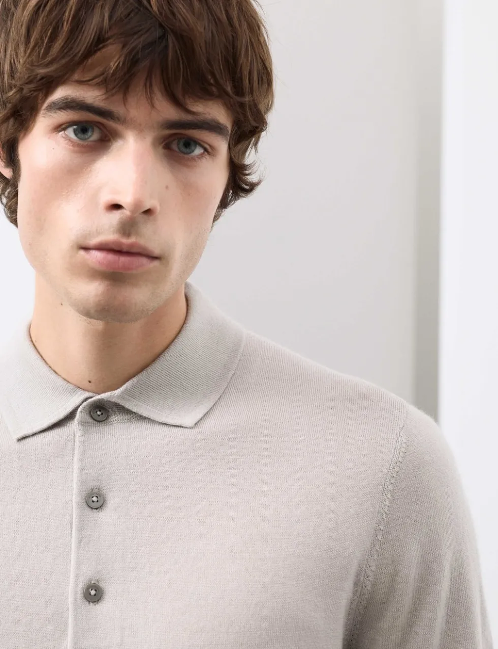 Pure Extra Fine Merino Wool Knitted Polo Shirt