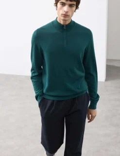 Pure Extra Fine Merino Wool Half Zip Jumper