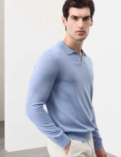 Pure Extra Fine Merino Wool Knitted Polo Shirt