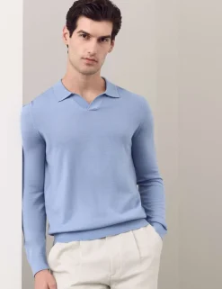 Pure Extra Fine Merino Wool Knitted Polo Shirt