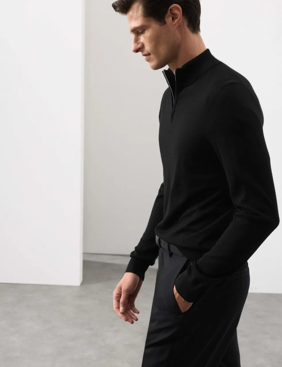 Pure Extra Fine Merino Wool Half Zip Jumper