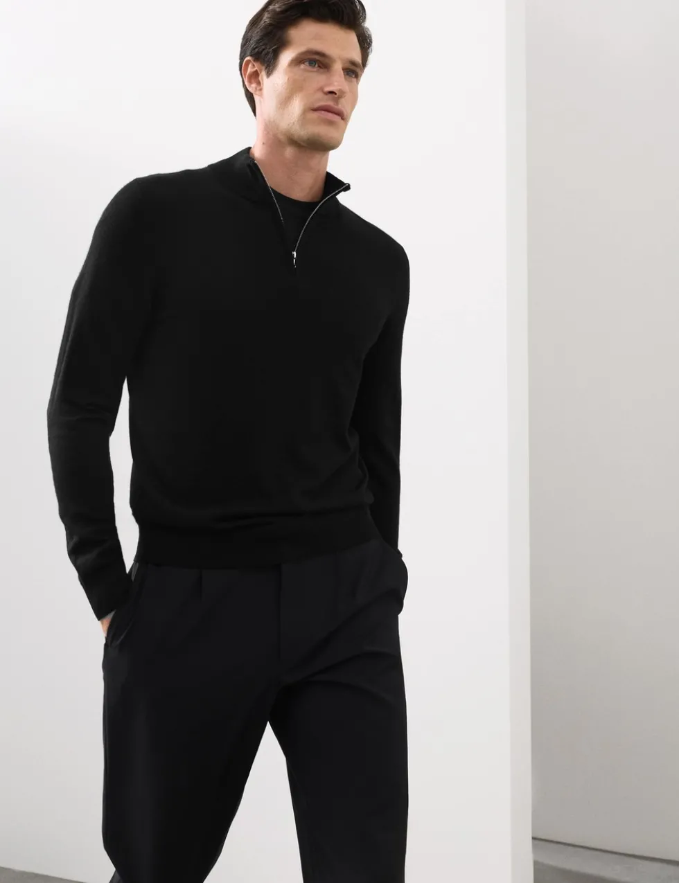 Pure Extra Fine Merino Wool Half Zip Jumper