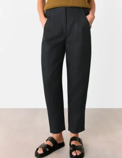 Pure Linen Barrel Leg Ankle Grazer Trousers