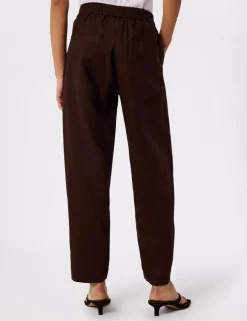 Pure Linen Barrel Leg Ankle Grazer Trousers