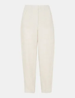 Pure Linen Barrel Leg Ankle Grazer Trousers