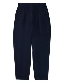 Pure Linen Barrel Leg Ankle Grazer Trousers