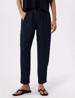 Pure Linen Barrel Leg Ankle Grazer Trousers