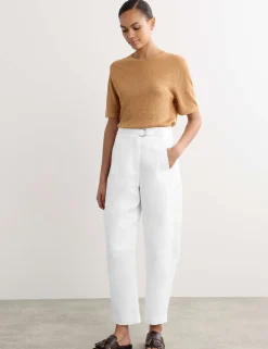 Pure Linen Barrel Leg Trousers