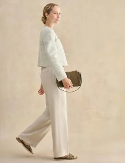 Pure Linen Belted Wide Leg Trousers