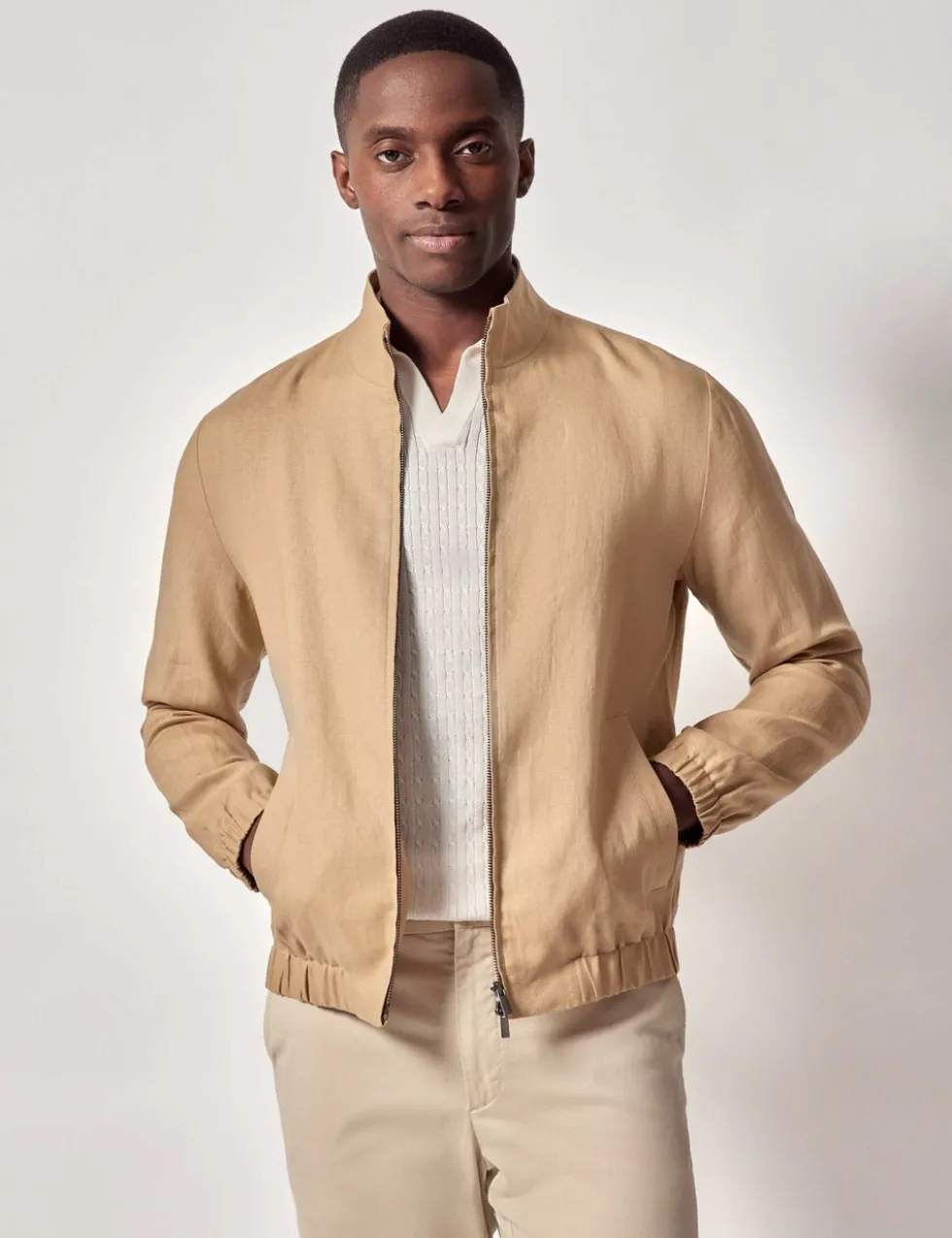 Pure Linen Bomber Jacket