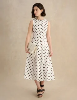 Pure Linen Button Through Midi Waisted Dress