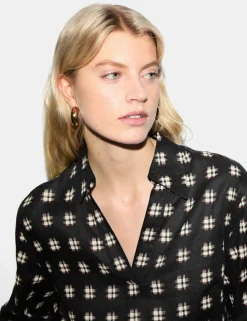 Pure Linen Checked Collared Tunic