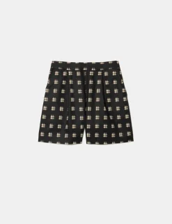 Pure Linen Checked High Waisted Shorts