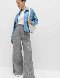 Pure Linen Checked Pleat Front Trousers