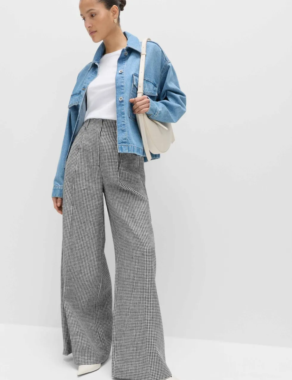 Pure Linen Checked Pleat Front Trousers