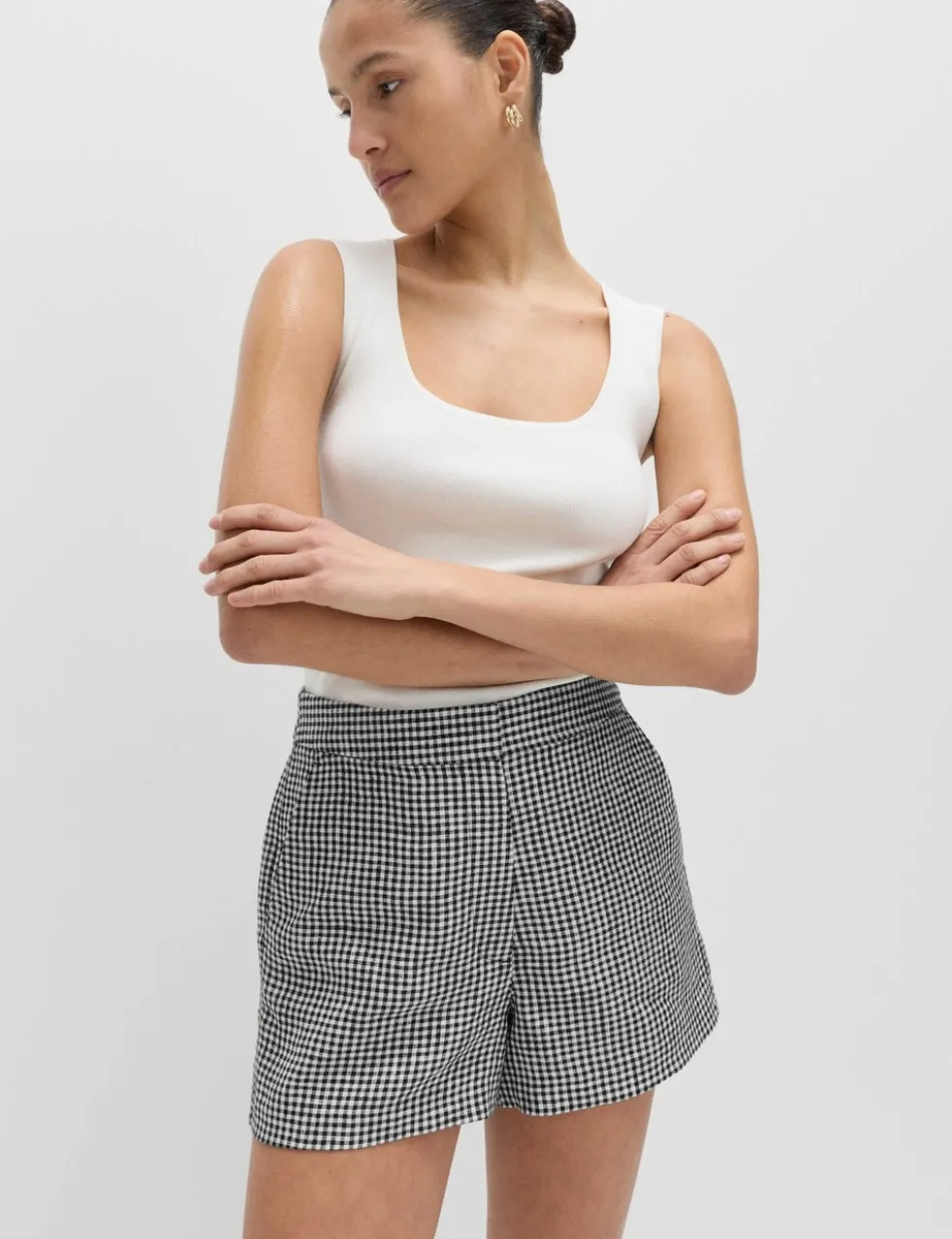Pure Linen Checked Shorts