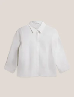 Pure Linen Collared Blouse