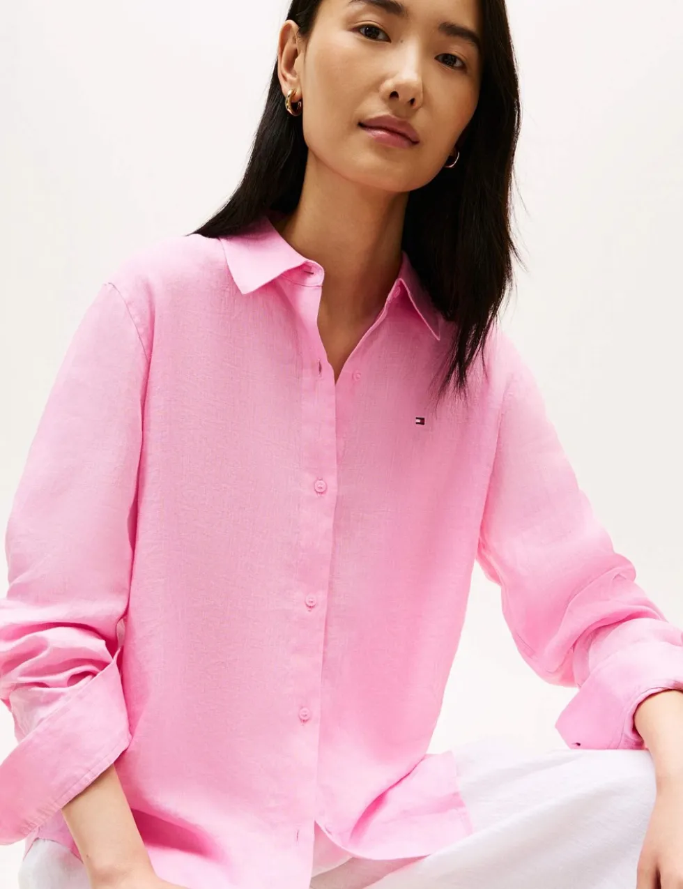 Pure Linen Collared Relaxed Shirt