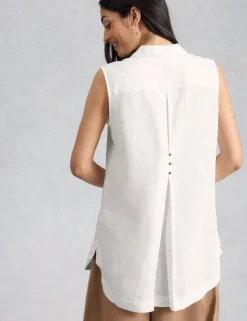 Pure Linen Collared Sleeveless Tunic