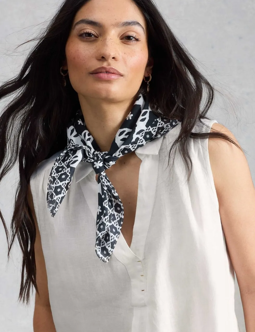 Pure Linen Collared Sleeveless Tunic