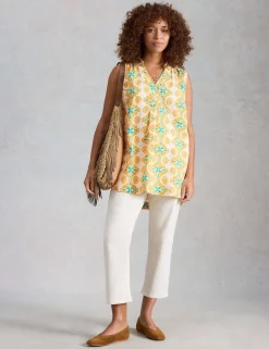 Pure Linen Collared Sleeveless Tunic